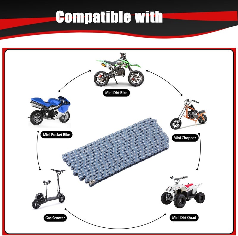 KAMIER T8F Drive Chain 10 Feet with Chain Breaker Tool Hevay Duty for Syx Moto SSR X-pro 50cc Pit Dirt Bike 43cc 47cc 49cc 2 Stroke Kids Mini Pocket Bike Chopper Razor Dirt Quad 4 Wheeler ATV Parts - Image 2
